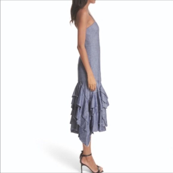 Milly Midi Apron Ruffle Dress-closed Jeans linen - Picture 5 of 14